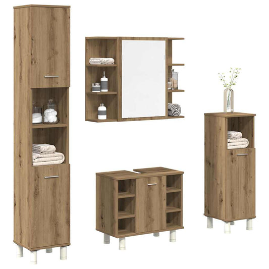 4 Piece Bathroom Furniture Set Engineered Wood Artisan oak