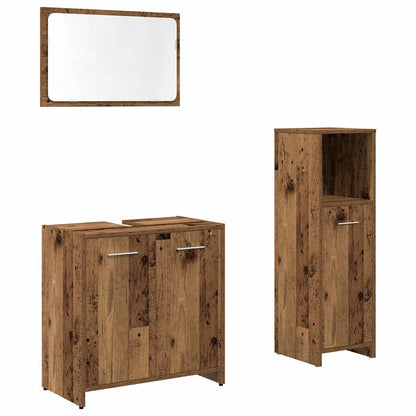 3 Piece Bathroom Furniture Set Engineered Wood Old wood
