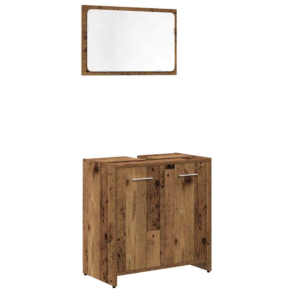 3 Piece Bathroom Furniture Set Engineered Wood Old wood
