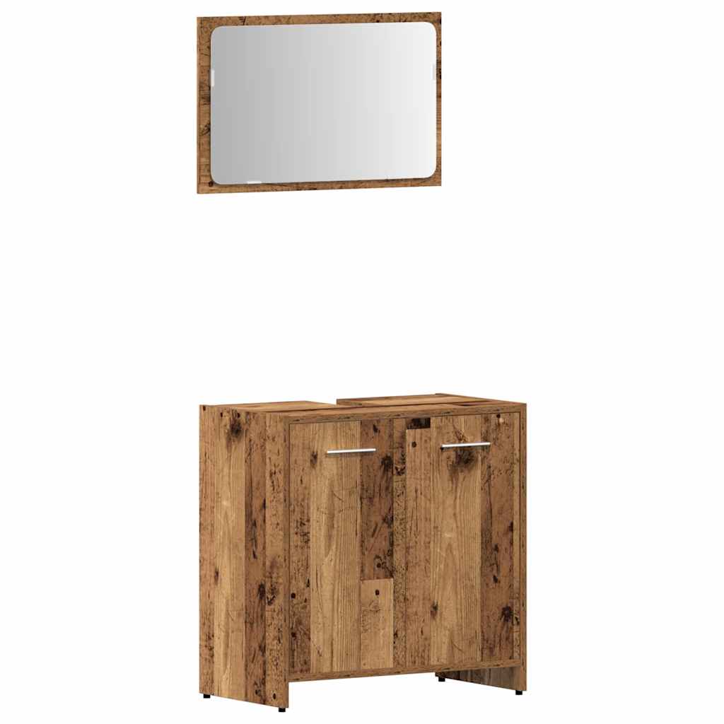 3 Piece Bathroom Furniture Set Engineered Wood Old wood
