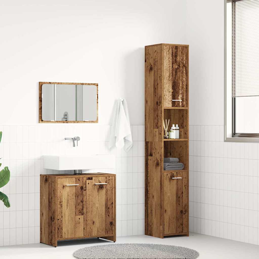 3 Piece Bathroom Furniture Set Engineered Wood Old wood
