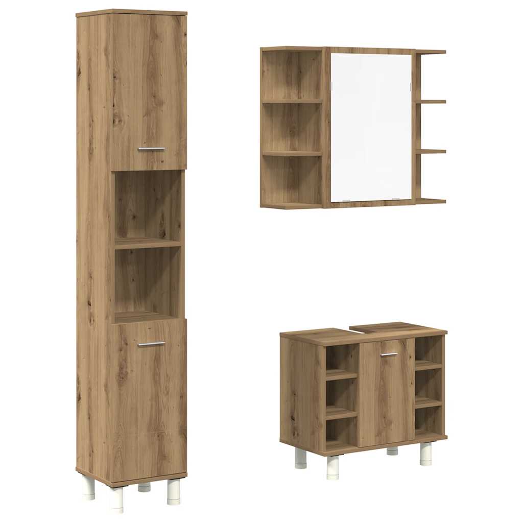 3 Piece Bathroom Furniture Set Engineered Wood Artisan oak