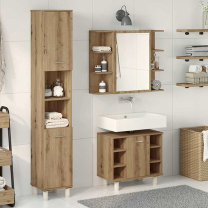 3 Piece Bathroom Furniture Set Engineered Wood Artisan oak