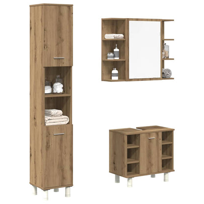 3 Piece Bathroom Furniture Set Engineered Wood Artisan oak