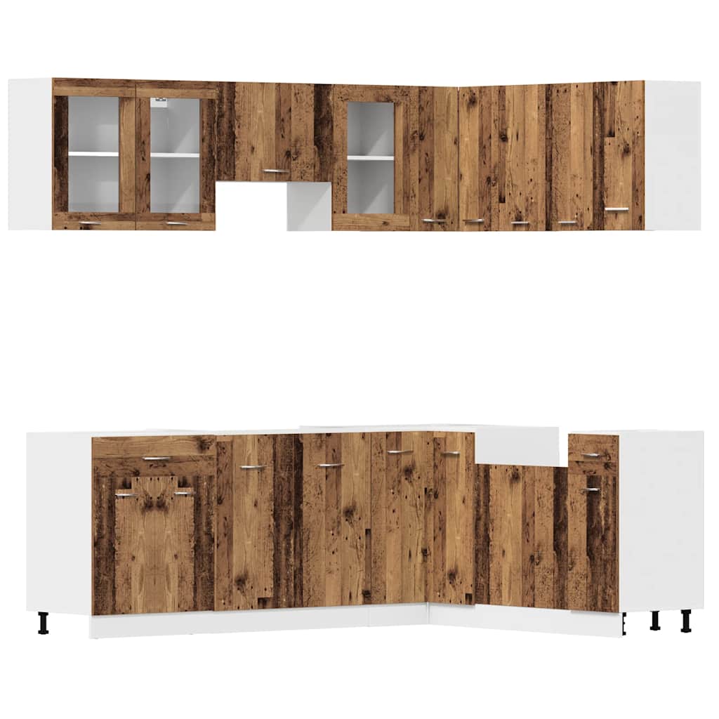 11 Piece Kitchen Cabinet Set Lyon" Engineered Wood Old wood