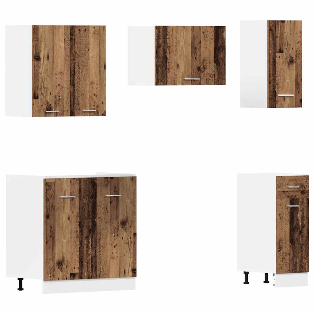 vidaXL 11 Piece Kitchen Cabinet Set Lyon" Old Wood Engineered Wood 5