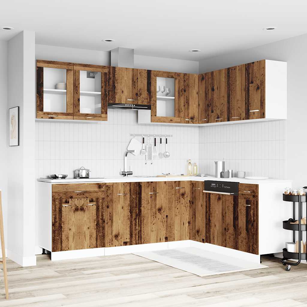vidaXL 11 Piece Kitchen Cabinet Set Lyon" Old Wood Engineered Wood 1