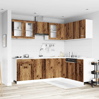 11 Piece Kitchen Cabinet Set Lyon" Engineered Wood Old wood