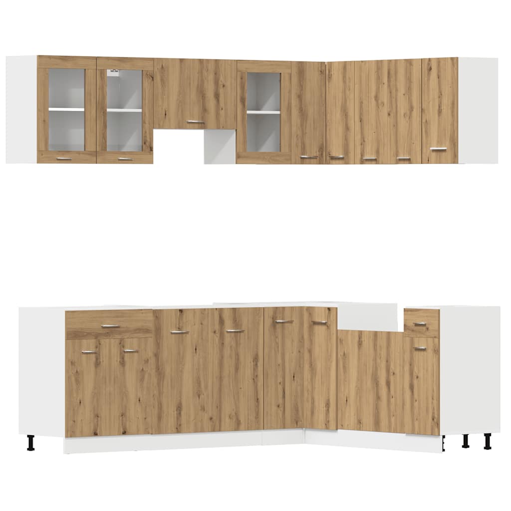 vidaXL 11 Piece Kitchen Cabinet Set Lyon" Artisan Oak Engineered Wood 2