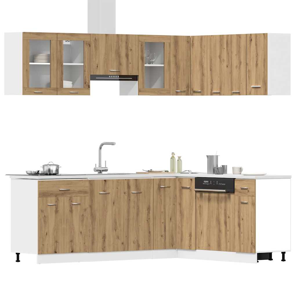 vidaXL 11 Piece Kitchen Cabinet Set Lyon" Artisan Oak Engineered Wood 3