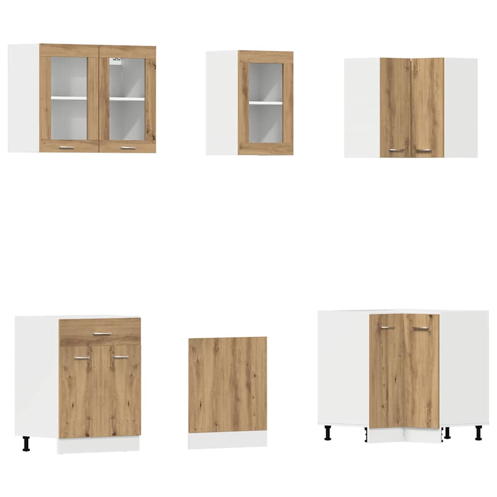 vidaXL 11 Piece Kitchen Cabinet Set Lyon" Artisan Oak Engineered Wood 4