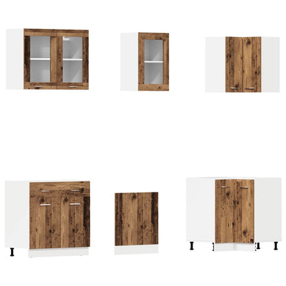 vidaXL 11 Piece Kitchen Cabinet Set Lyon" Old Wood Engineered Wood 4