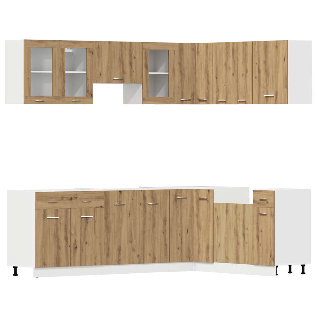 vidaXL 11 Piece Kitchen Cabinet Set Lyon" Artisan Oak Engineered Wood 2
