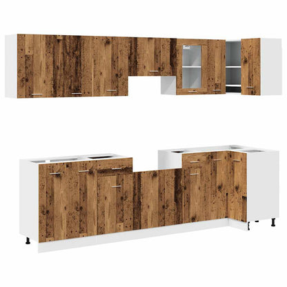 vidaXL 11 Piece Kitchen Cabinet Set Lyon" Old Wood Engineered Wood 2
