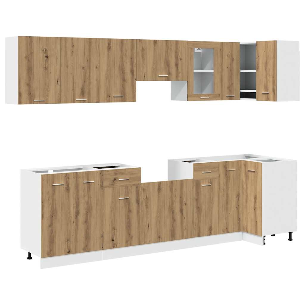 vidaXL 11 Piece Kitchen Cabinet Set Lyon" Artisan Oak Engineered Wood 2