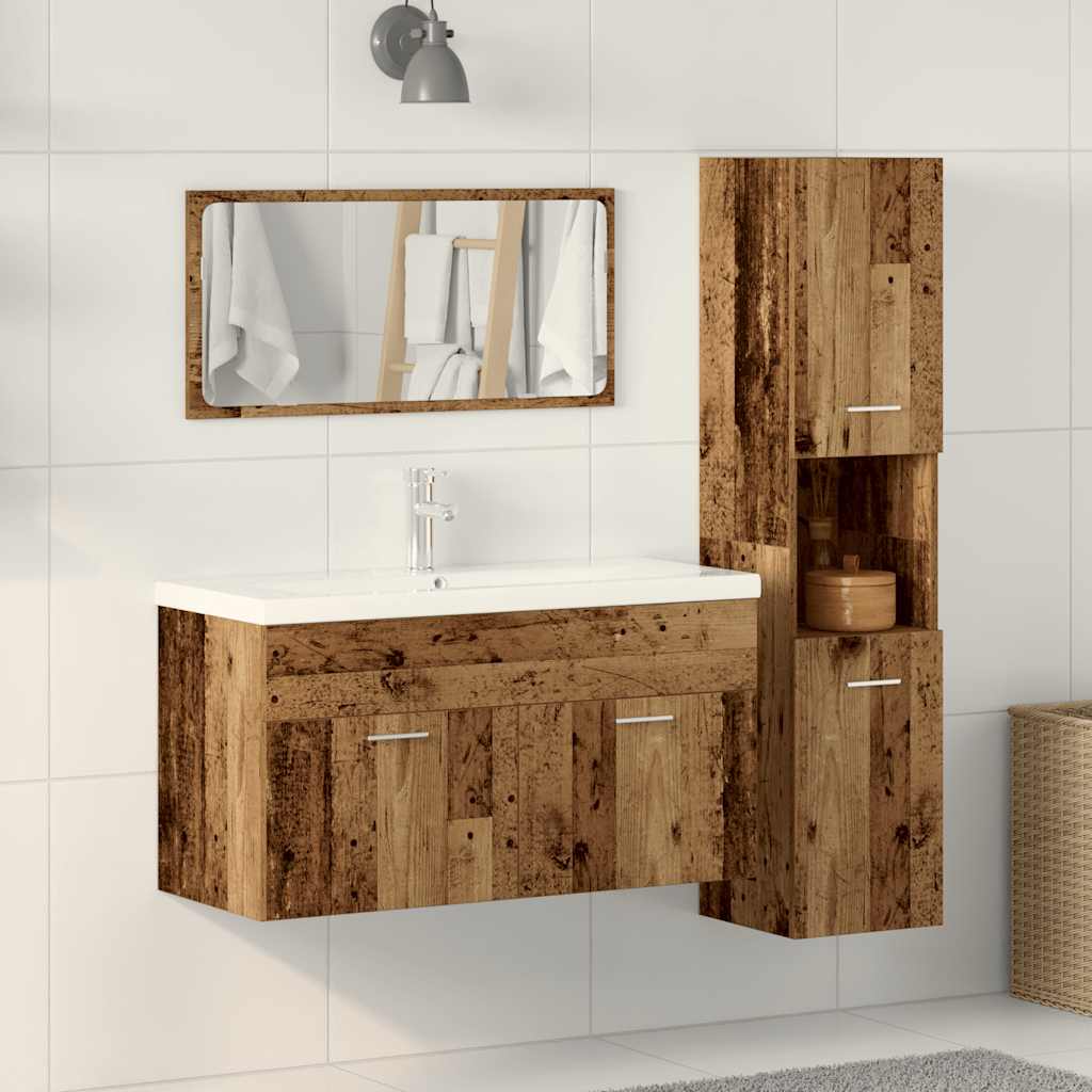Bathroom Furniture Set Engineered Wood 90 x 38.5 x 46 cm Old wood