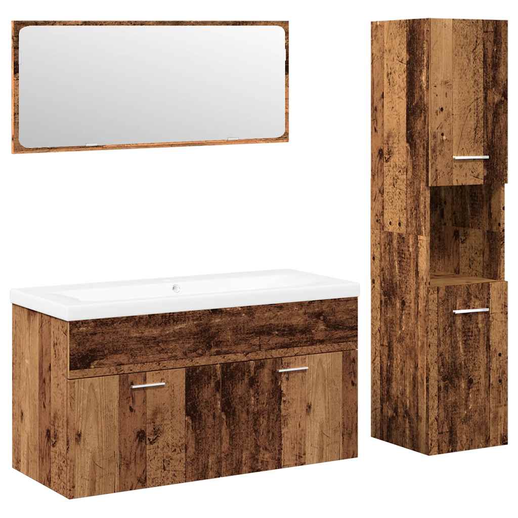 Bathroom Furniture Set Engineered Wood 90 x 38.5 x 46 cm Old wood