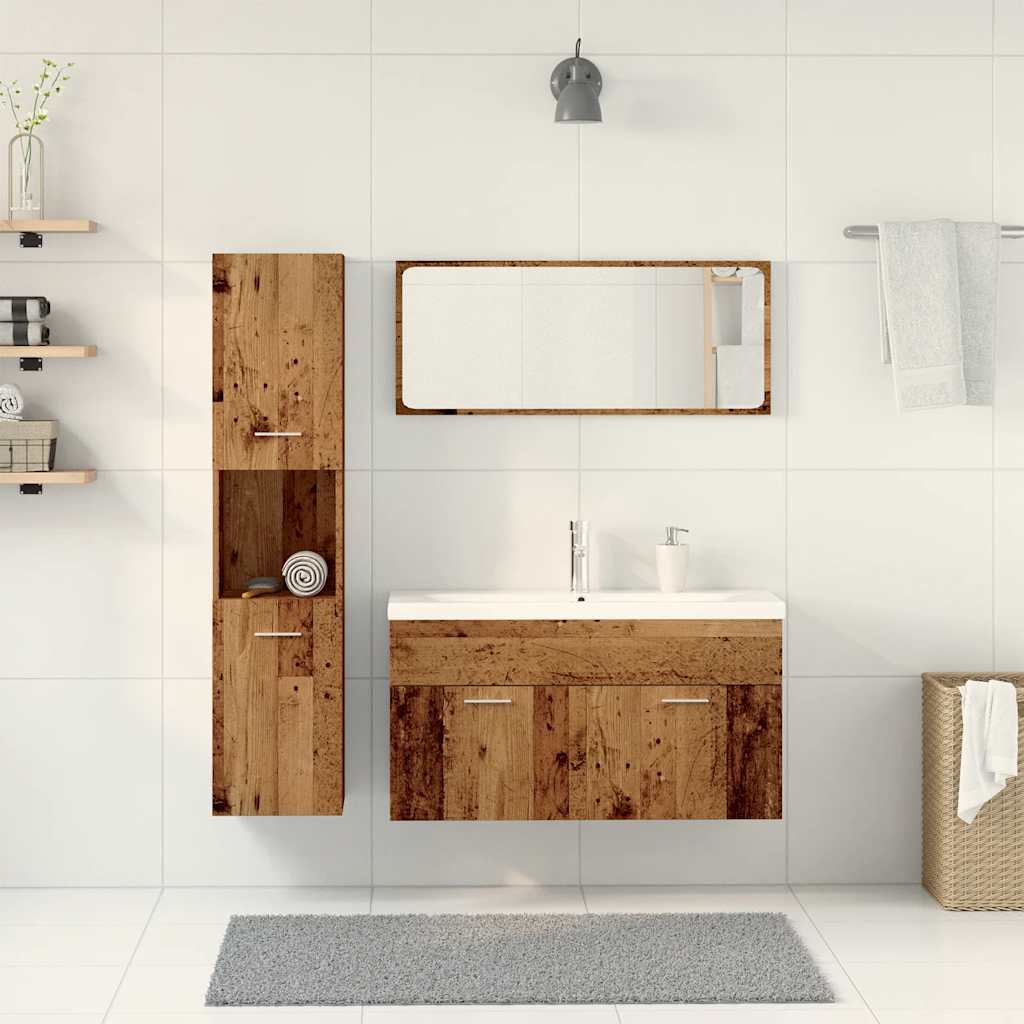 Bathroom Furniture Set Engineered Wood 90 x 38.5 x 46 cm Old wood