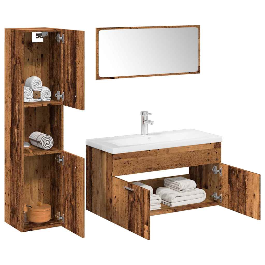 Bathroom Furniture Set Engineered Wood 90 x 38.5 x 46 cm Old wood