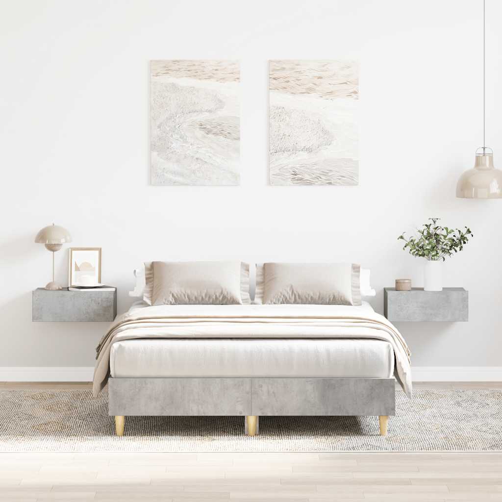 Bed Frame No Mattress Engineered Wood Concrete Grey 120 x 200 cm