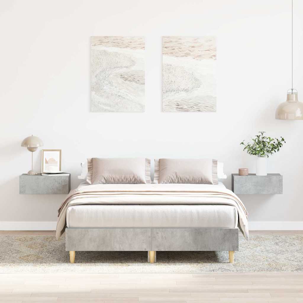 Bed Frame No Mattress Engineered Wood Concrete Grey 135 x 190 cm