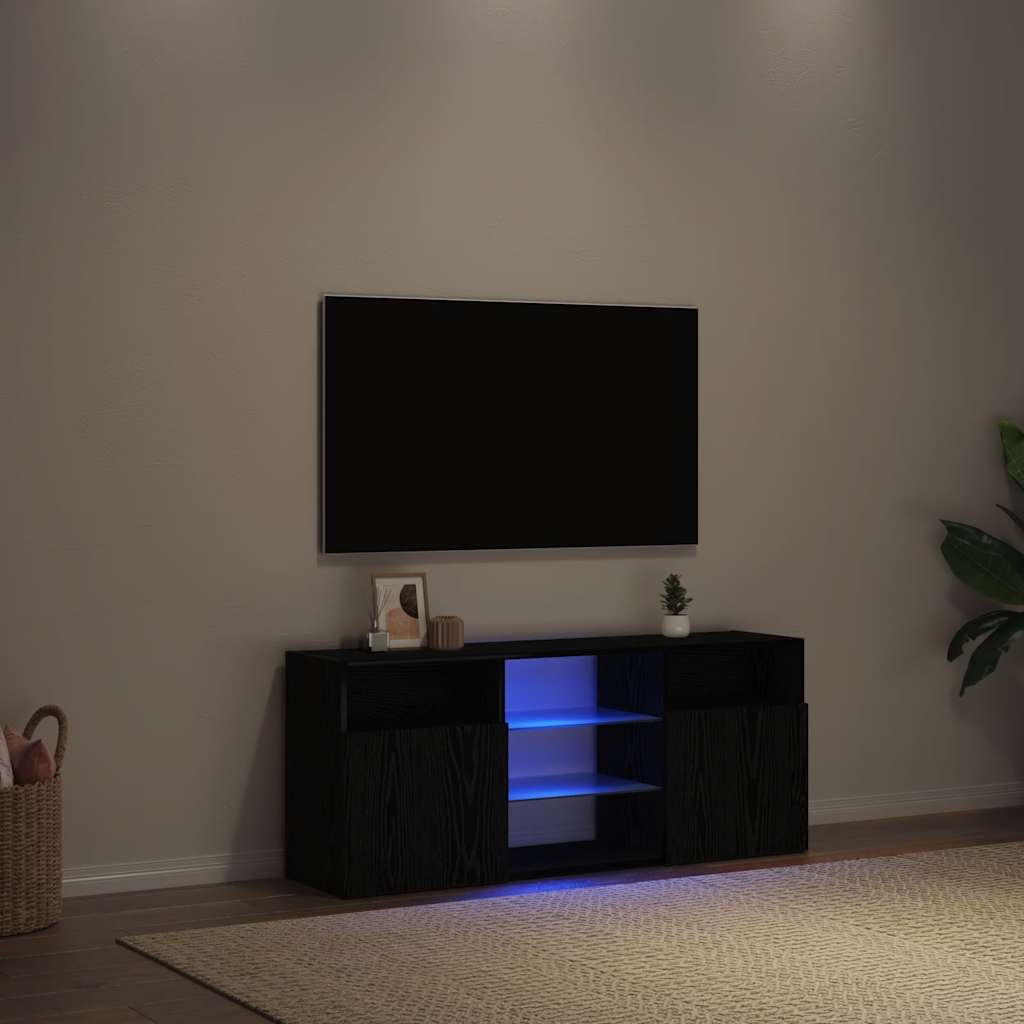 TV Cabinet with LED Lights 120x30x50 cm Black oak