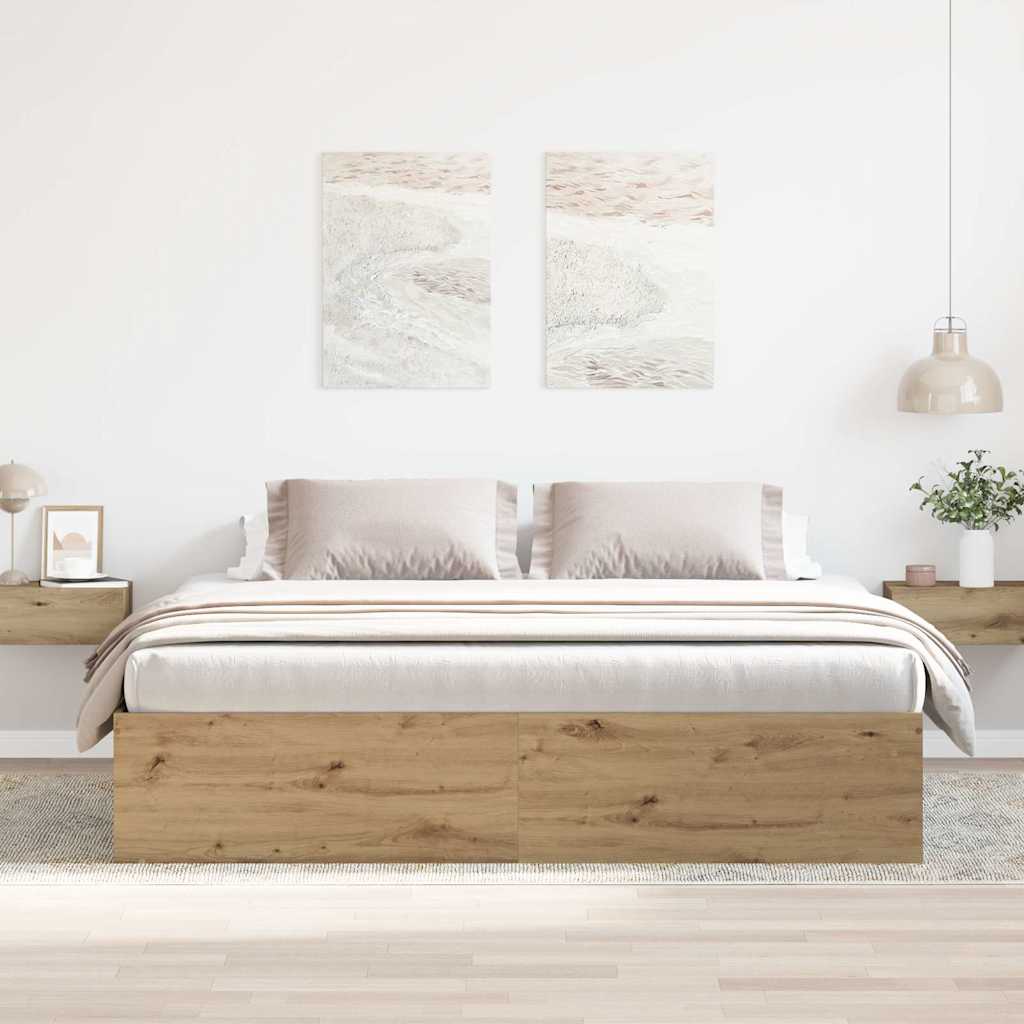 Bed Frame without Mattress 200x200 cm Artisan oak
