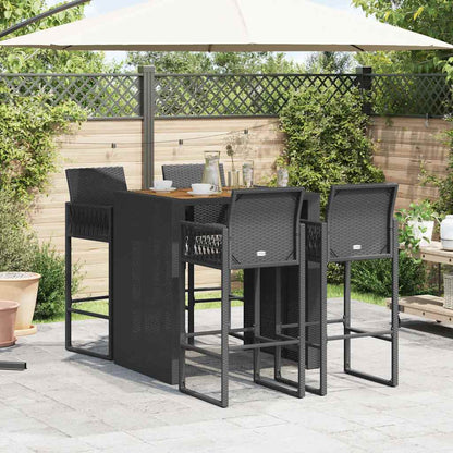 vidaXL 5 Piece Garden Bar Set without Cushions Black 3