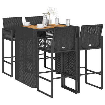 vidaXL 5 Piece Garden Bar Set without Cushions Black 1