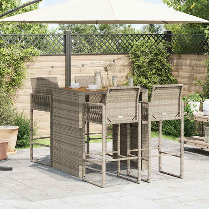5 Piece Garden Bar Set without Cushions Grey