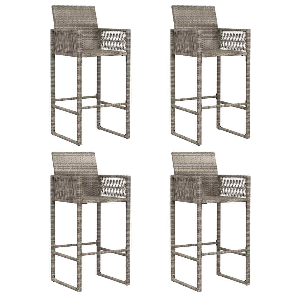 vidaXL 5 Piece Garden Bar Set without Cushions Grey Poly Rattan Acacia 4