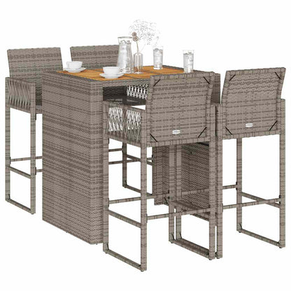 5 Piece Garden Bar Set without Cushions Grey