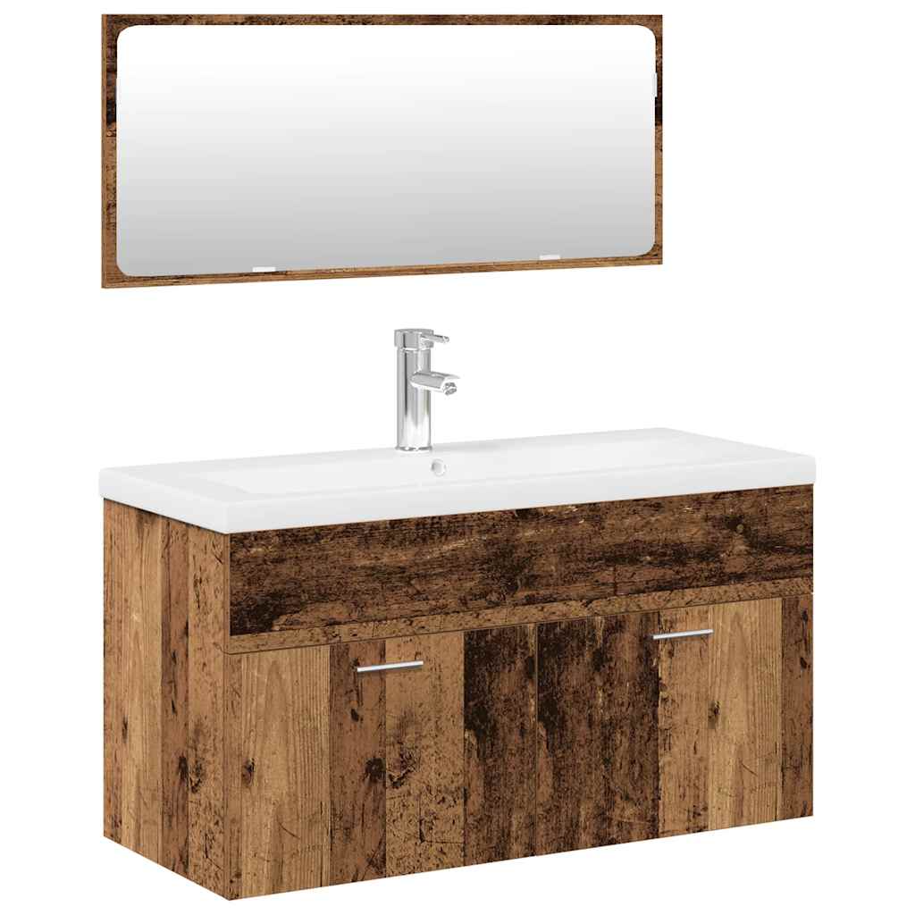 Bathroom Furniture Set Engineered Wood 90 x 38.5 x 46 cm Old wood