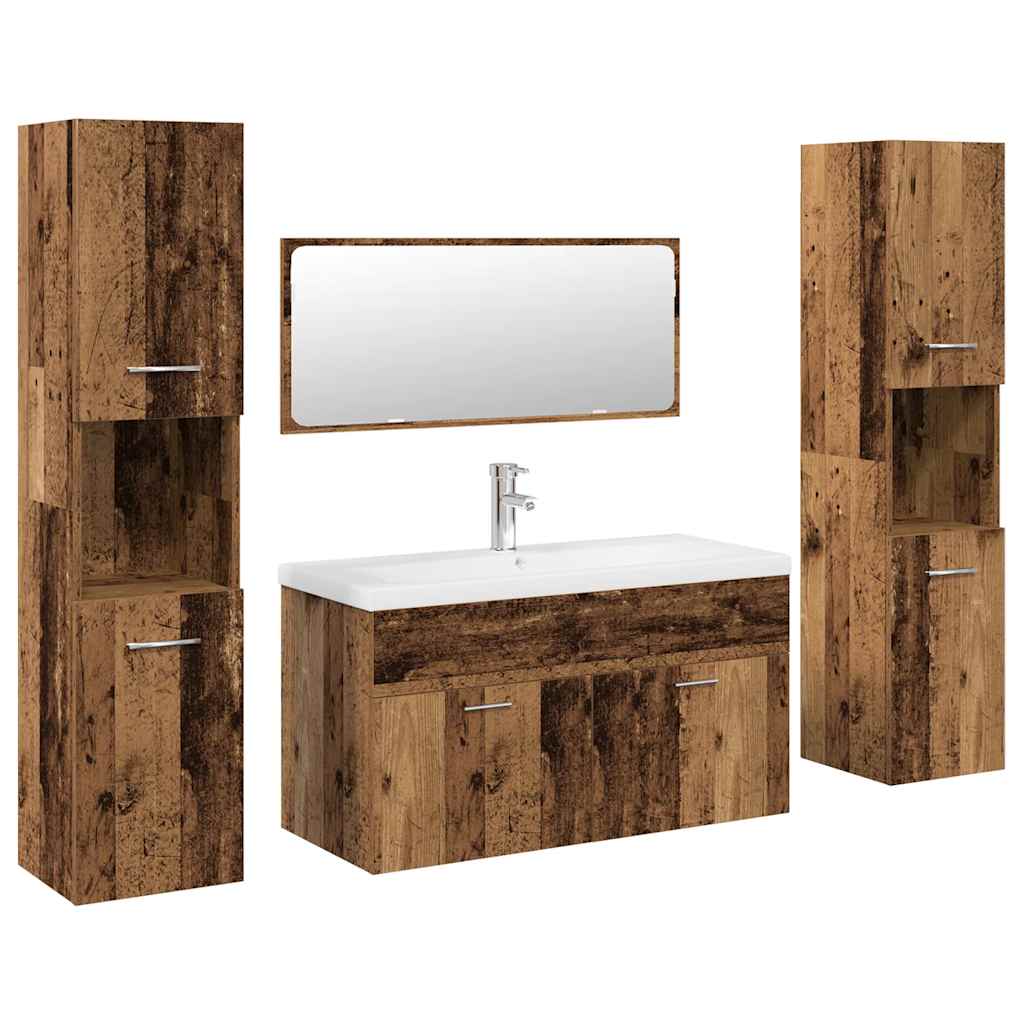 Bathroom Furniture Set Engineered Wood 90 x 38.5 x 46 cm Old wood
