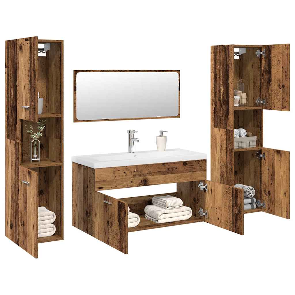 Bathroom Furniture Set Engineered Wood 90 x 38.5 x 46 cm Old wood