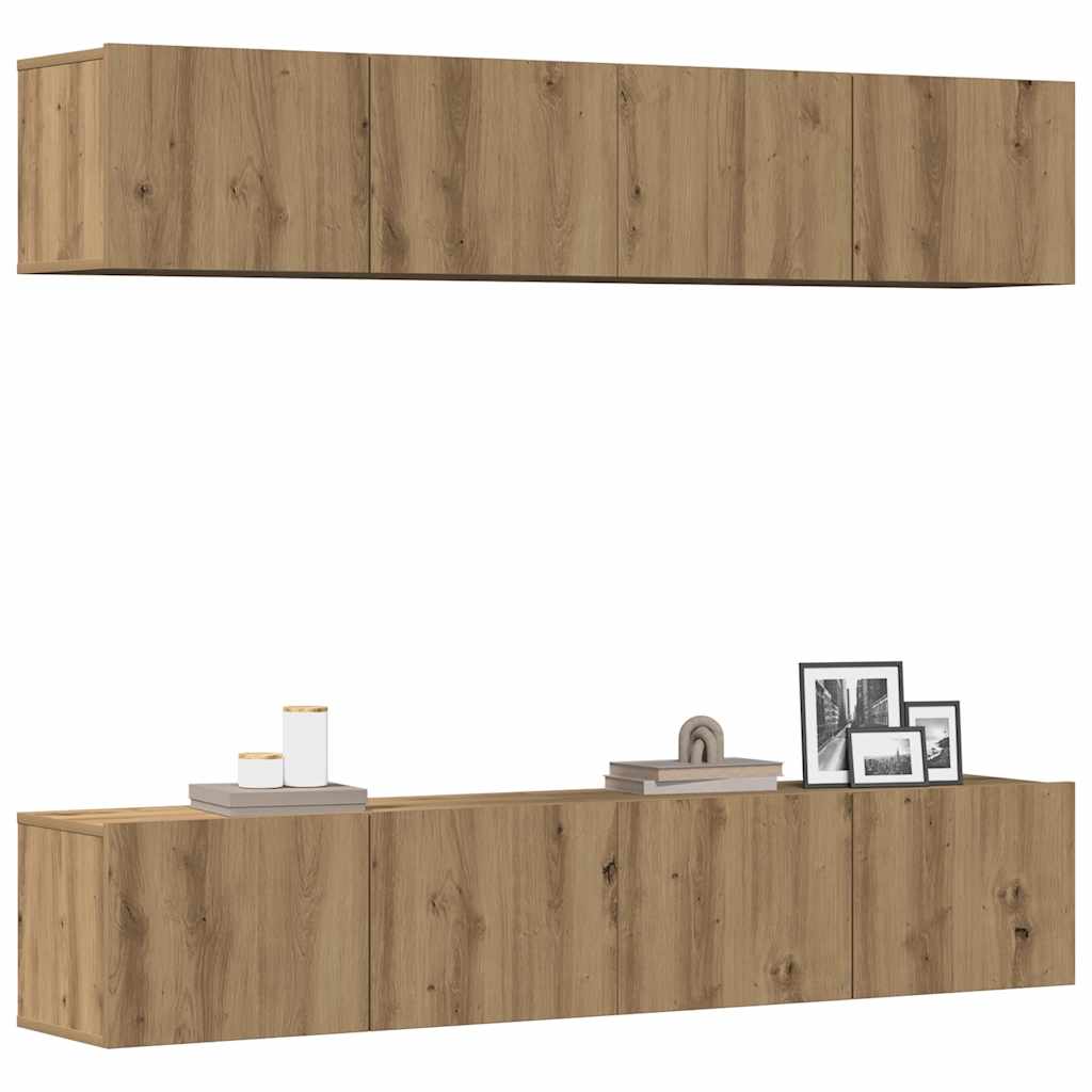 4 Piece TV Cabinet Set 80x30x30 cm Engineered Wood Artisan oak