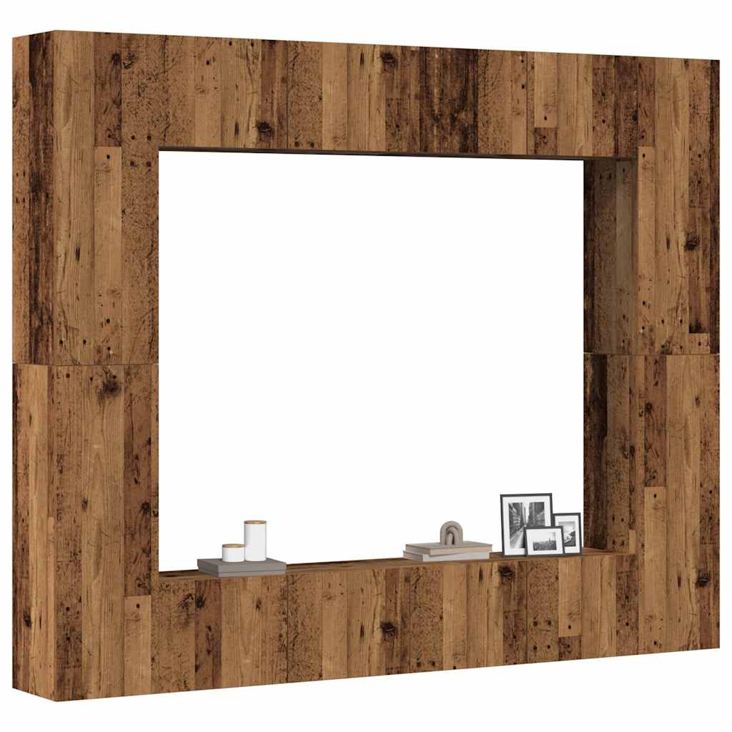 8 Piece TV Cabinet Set Engineered Wood Width 80 cm Old wood