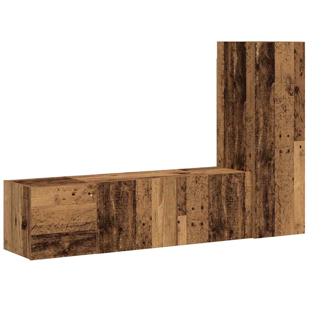3 Piece TV Cabinet Set Engineered Wood Width 80 cm Old wood