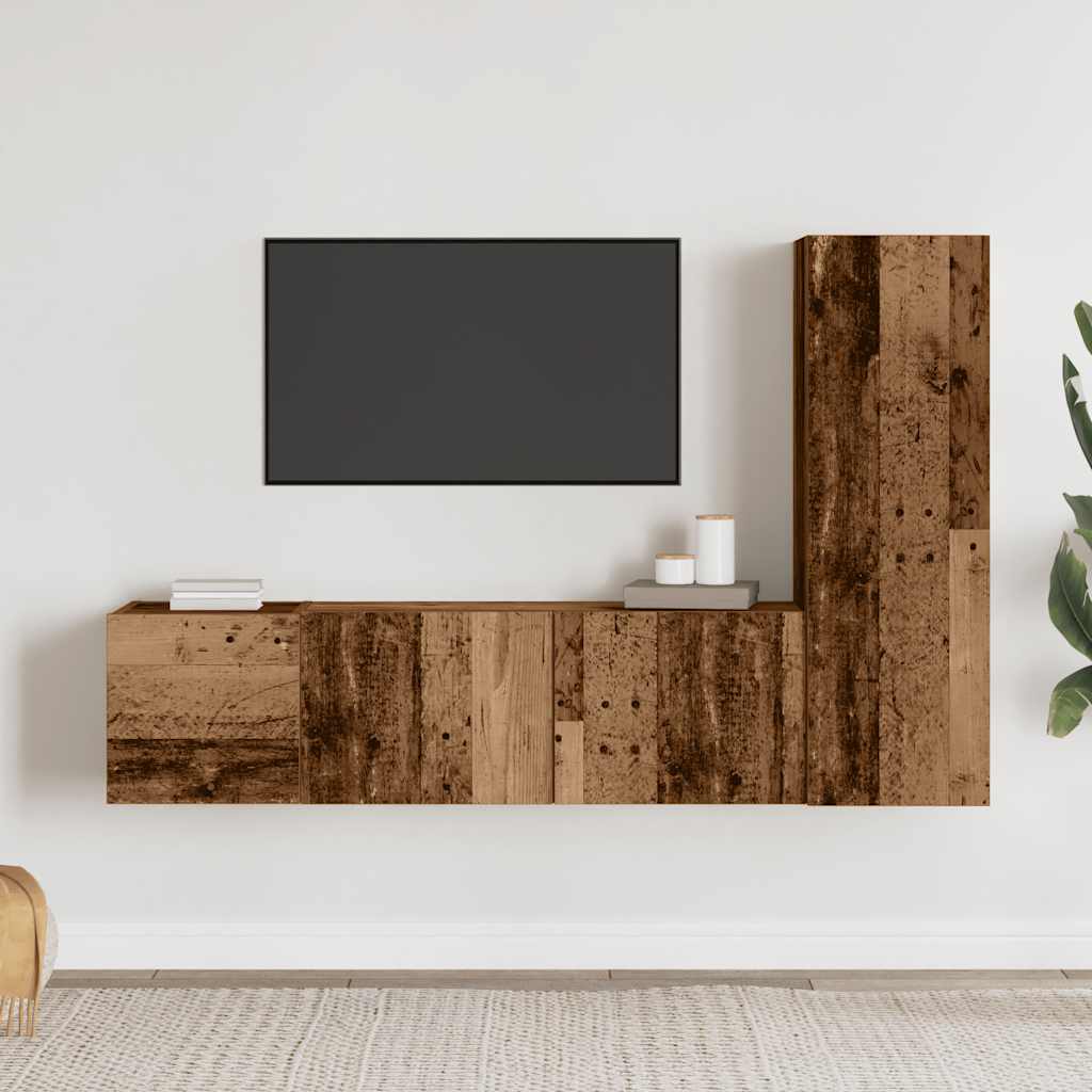 3 Piece TV Cabinet Set Engineered Wood Width 80 cm Old wood
