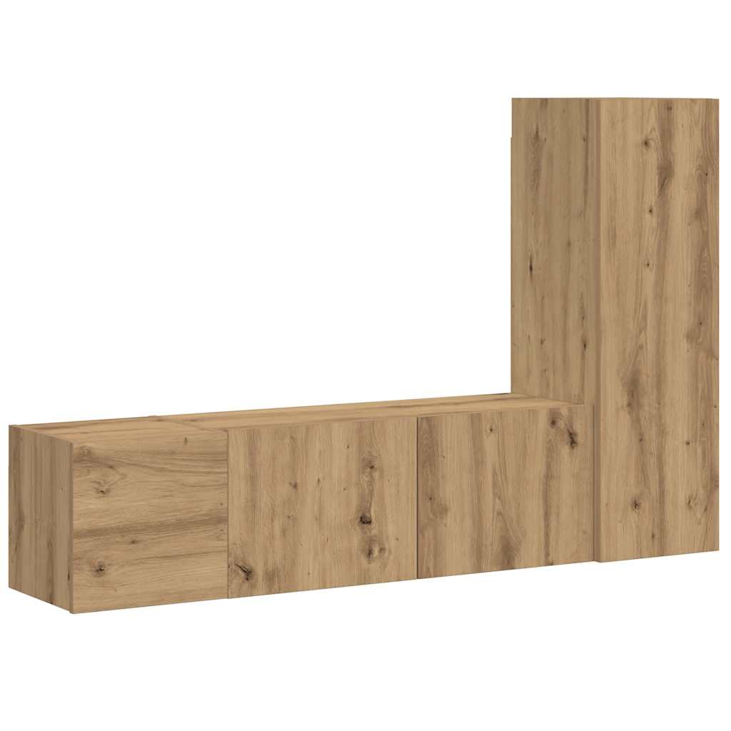3 Piece TV Cabinet Set Engineered Wood Width 80 cm Artisan oak