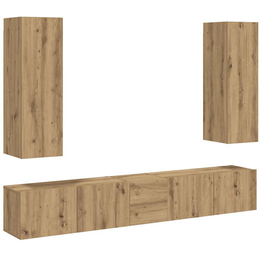 5 Piece TV Cabinet Set Engineered Wood Width 160 cm Artisan oak