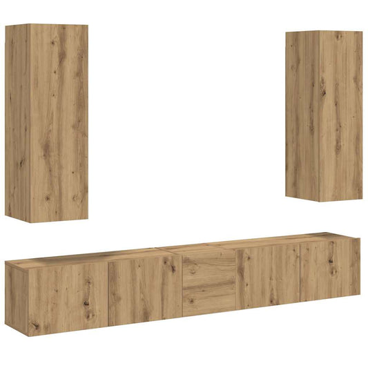 5 Piece TV Cabinet Set Engineered Wood Width 160 cm Artisan oak