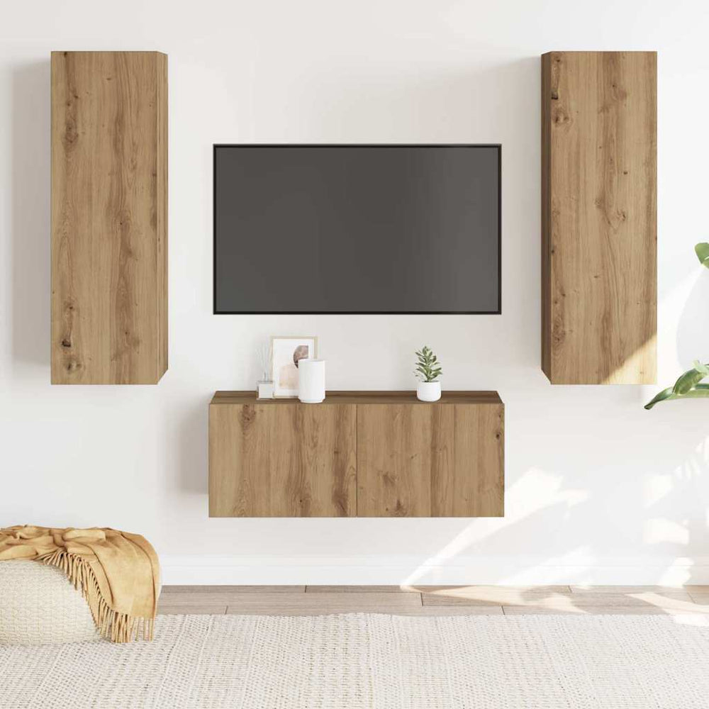 vidaXL 3 Piece TV Cabinet Set Engineered Wood Width 80 cm