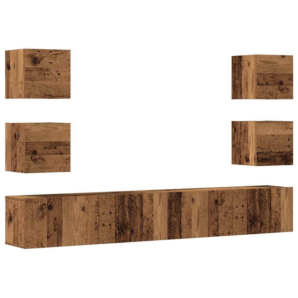 6 Piece TV Cabinet Set Engineered Wood Width 200 cm Old wood