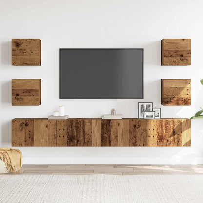 6 Piece TV Cabinet Set Engineered Wood Width 200 cm Old wood