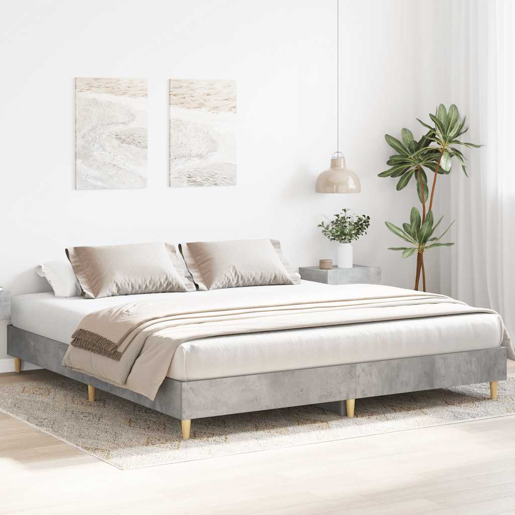 Bed Frame No Mattress Engineered Wood Concrete Grey 160 x 200 cm