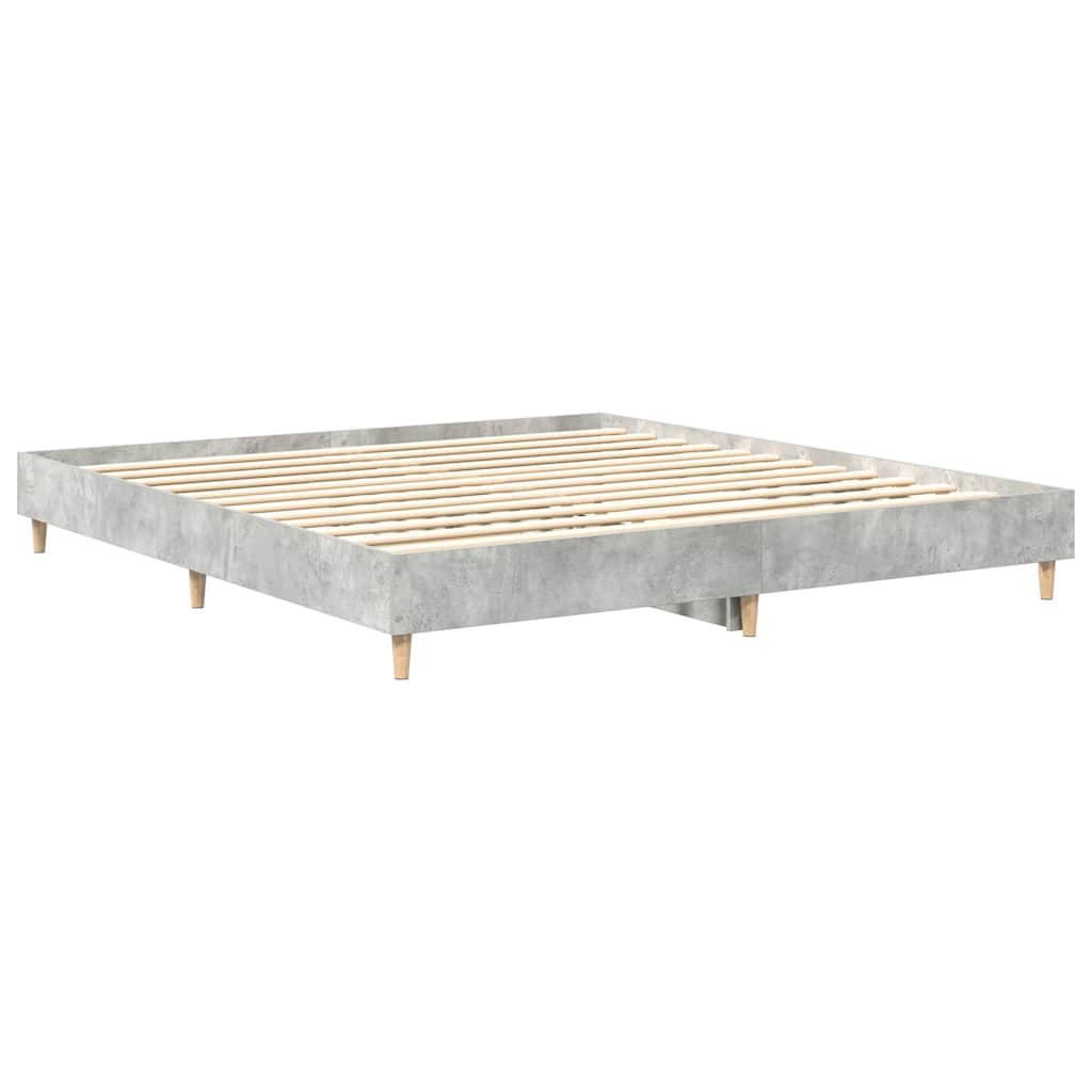 Bed Frame No Mattress Engineered Wood Concrete Grey 160 x 200 cm