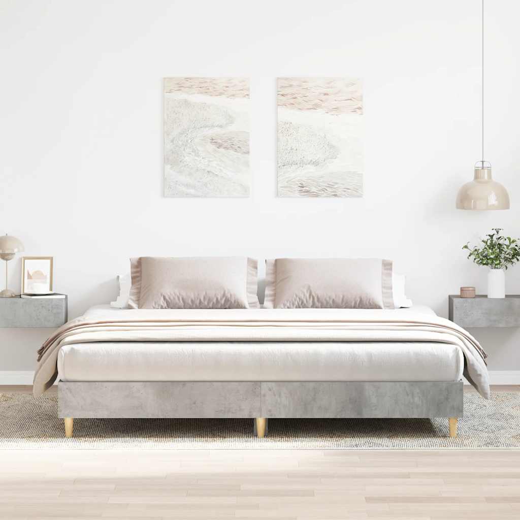 Bed Frame No Mattress Engineered Wood Concrete Grey 160 x 200 cm