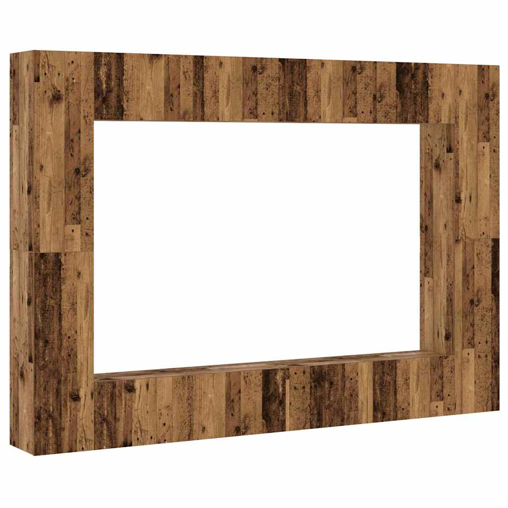 vidaXL 8 Piece Wall-mounted TV Cabinet Set Old Wood Engineered Wood 2