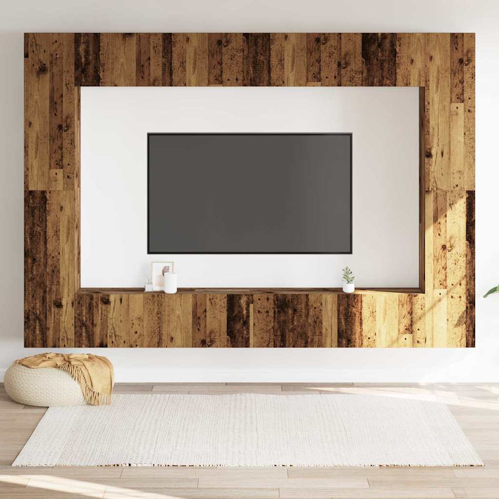 8 Piece TV Cabinet Set Engineered Wood Width 100 cm Old wood